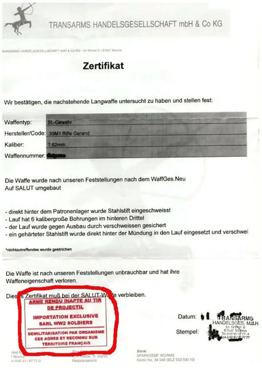 Certificat allemand
